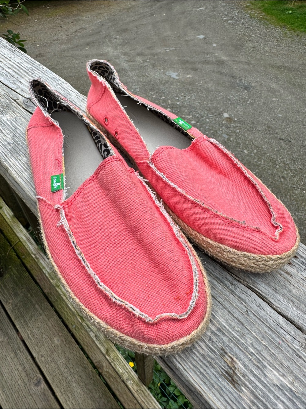 Sanuk Coral Canvas Frayed-Trim Slip-Ons